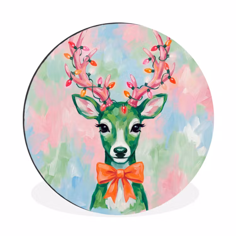 Alu-Dibond-Bild Rund - Hirsch – Weihnachten – Tiere — 1