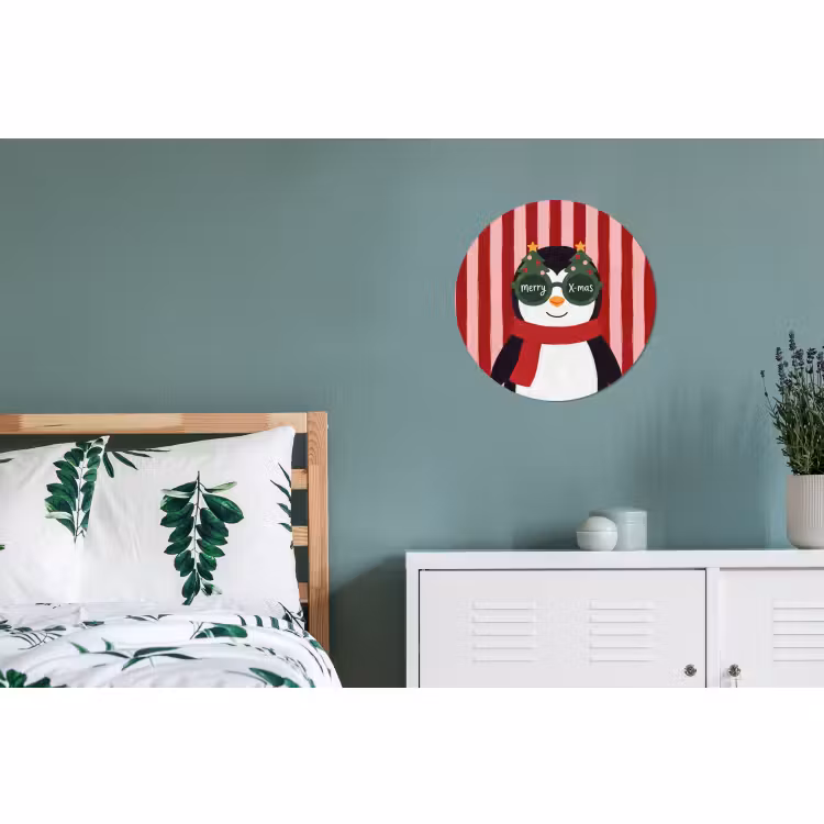 Alu-Dibond-Bild Rund - Pinguin – Weihnachten – Illustration — 5