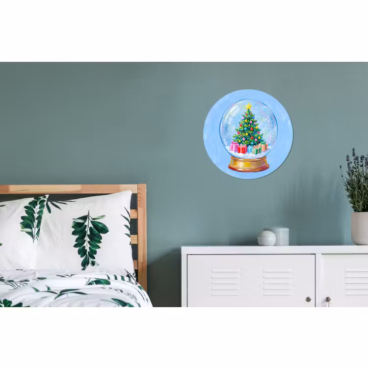 Alu-Dibond-Bild Rund - Schneekugel – Weihnachten – Geschenke — 5
