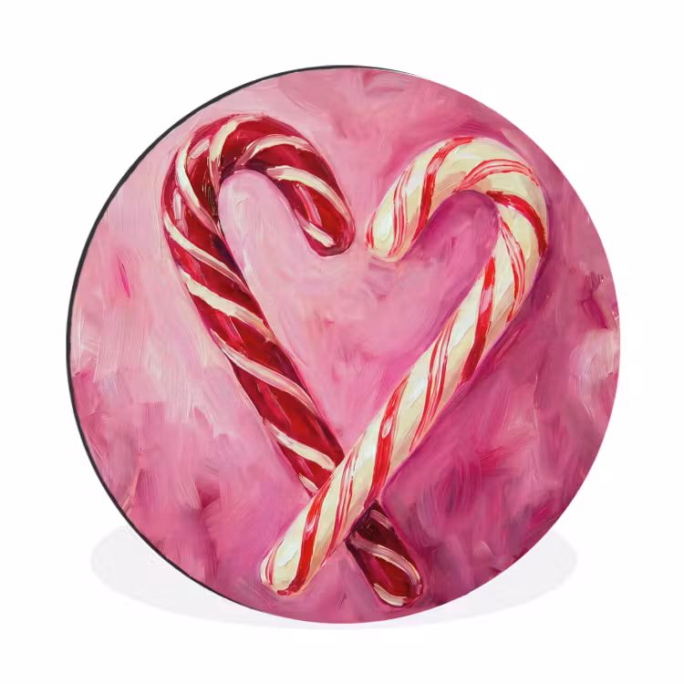 Alu-Dibond-Bild Rund - Süßigkeiten – Herz – Rosa — 1