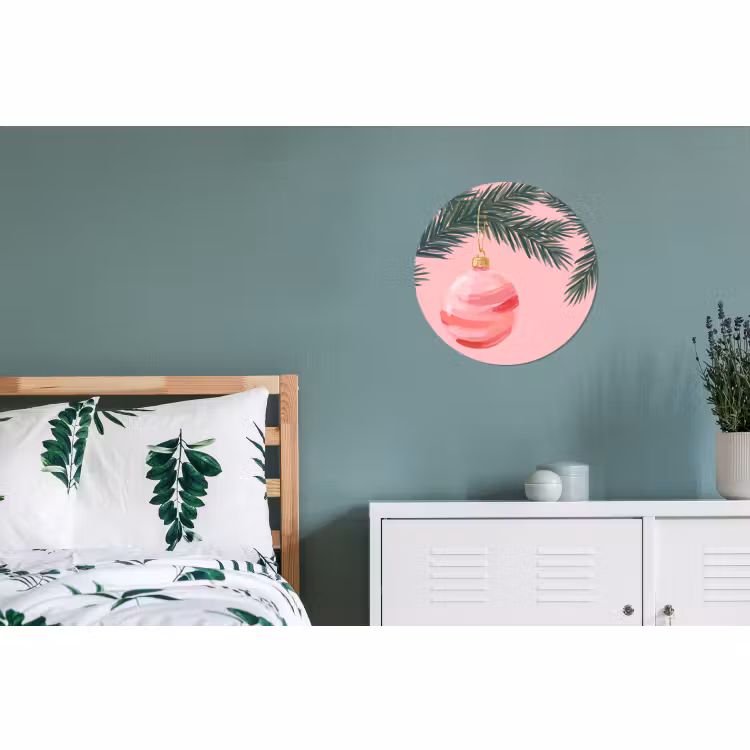 Alu-Dibond-Bild Rund - Weihnachtskugel – Rosa – Weihnachten — 5