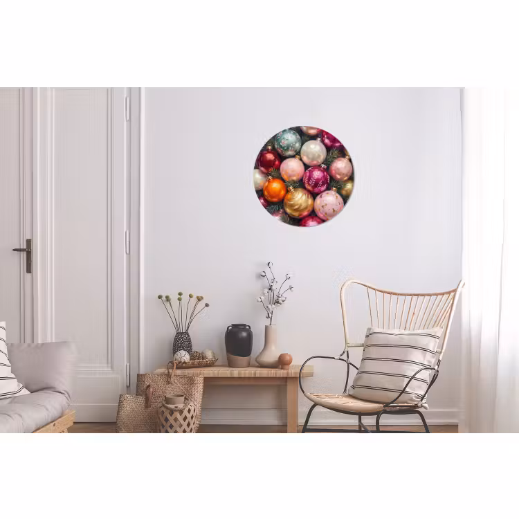 Alu-Dibond-Bild Rund - Weihnachtskugeln – Bunt – Festlich — 2
