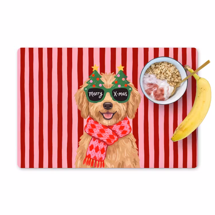 Tischset - 6 Stück - Hund – Weihnachten – Rot — 1