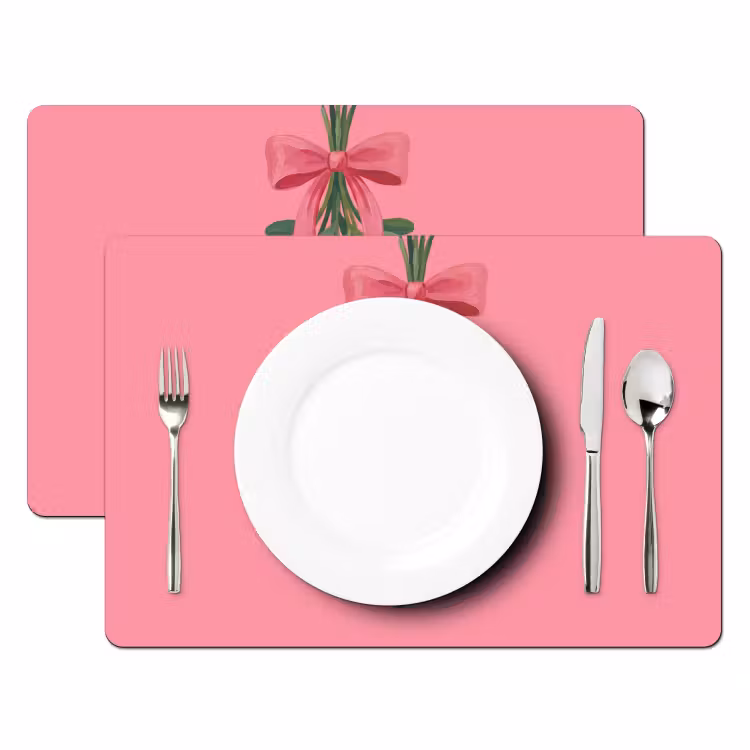 Tischset - 6 Stück - Pflanze – Band – Rosa — 2