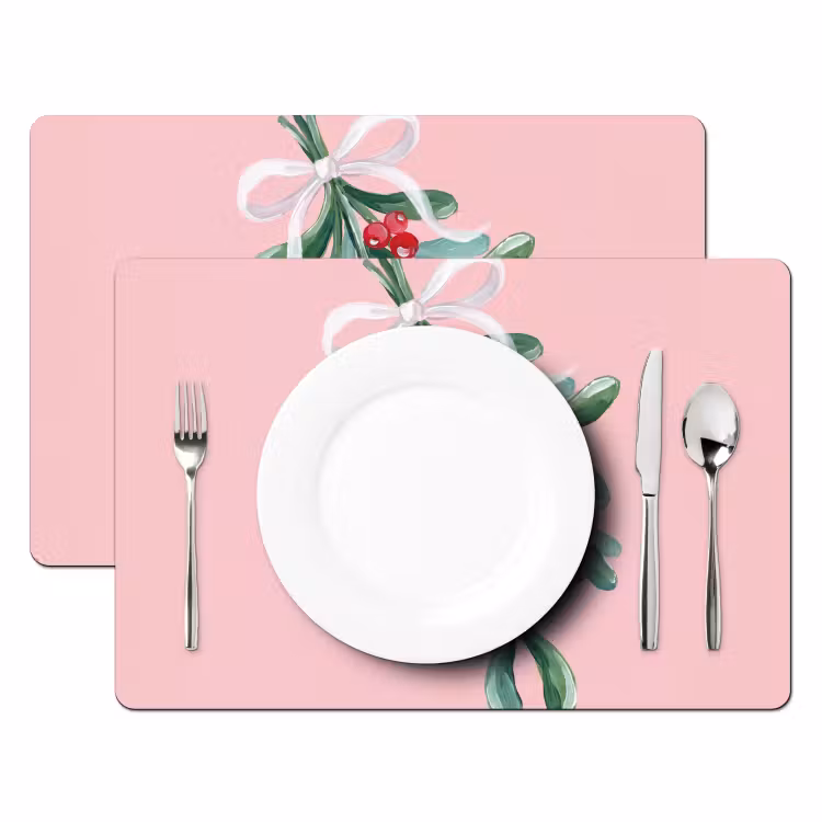 Tischset - 6 Stück - Pflanze – Weihnachten – Rosa — 2