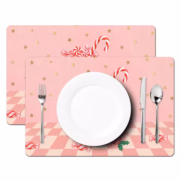 Tischset - 6 Stück - Süßigkeiten – Glas – Rosa — 2