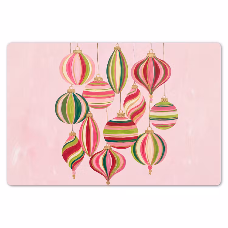 Tischset - 6 Stück - Weihnachtsdekoration – Gestreift – Rosa — 6