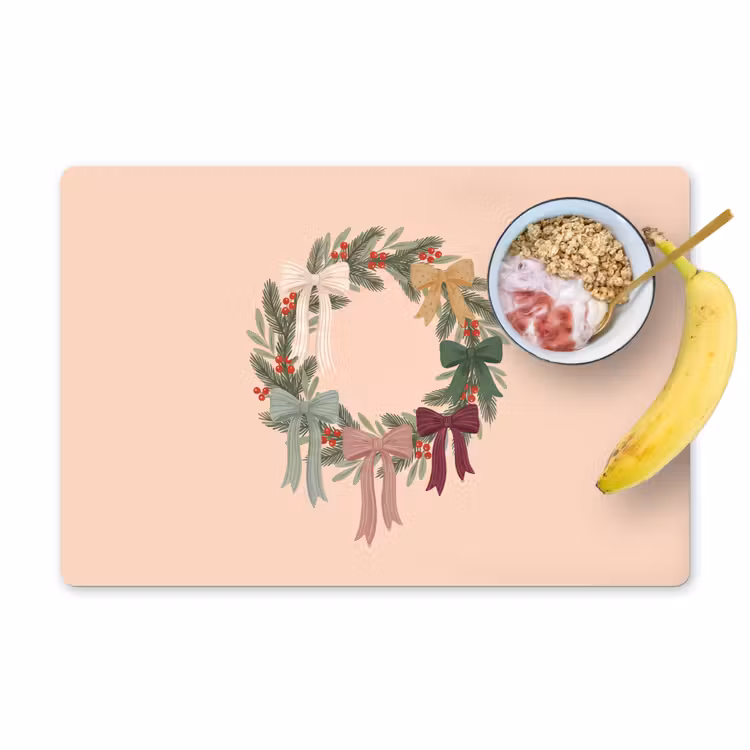 Tischset - 6 Stück - Weihnachtskranz – Schleifen – Weihnachten — 1