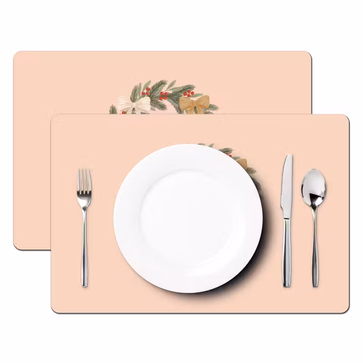 Tischset - 6 Stück - Weihnachtskranz – Schleifen – Weihnachten — 2