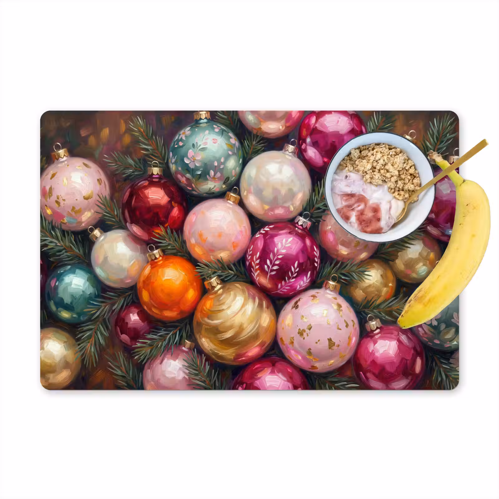 Tischset - 6 Stück - Weihnachtskugeln – Bunt – Festlich — 1