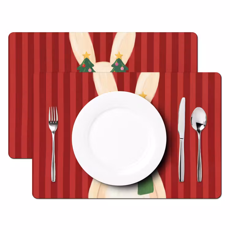 Tischset - 6 Stück - Kaninchen – Weihnachten – Tiere — 2
