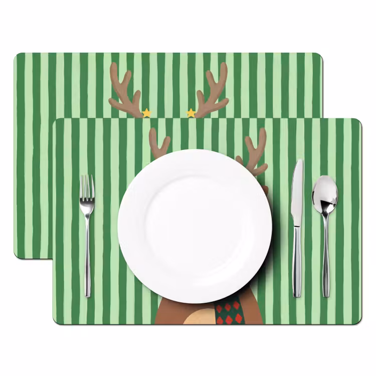 Tischset - 6 Stück - Rentier – Weihnachten – Illustration — 2