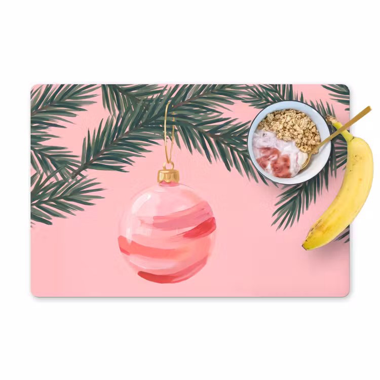 Tischset - 6 Stück - Weihnachtskugel – Rosa – Weihnachten — 1