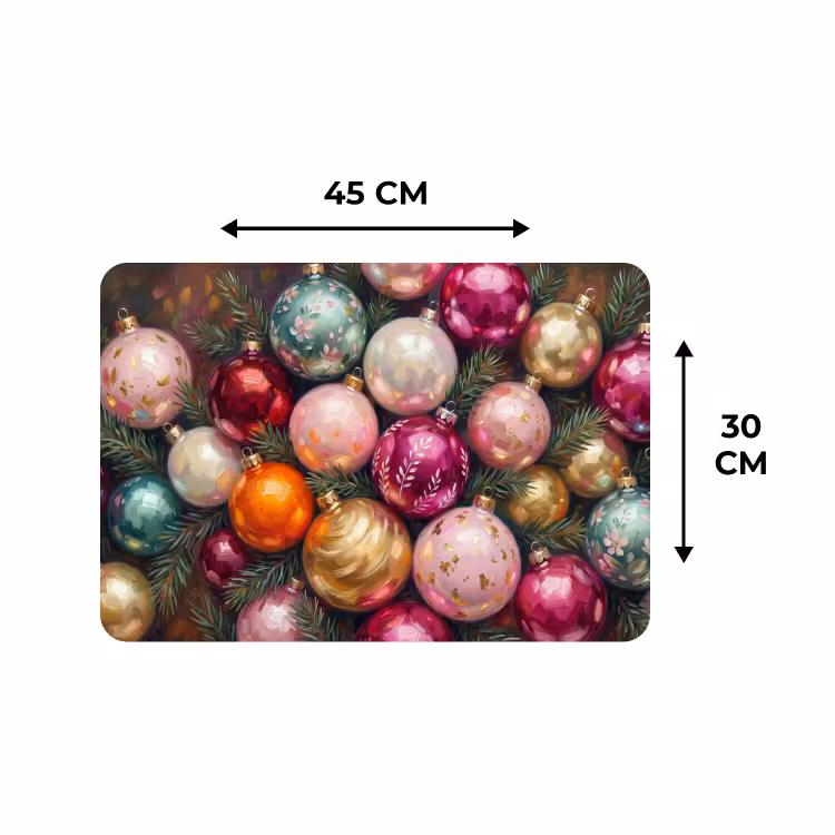 Tischset - 6 Stück - Weihnachtskugeln – Bunt – Festlich — 3