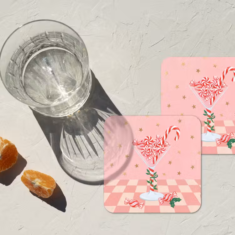 Untersetzer - Süßigkeiten – Glas – Rosa — 2