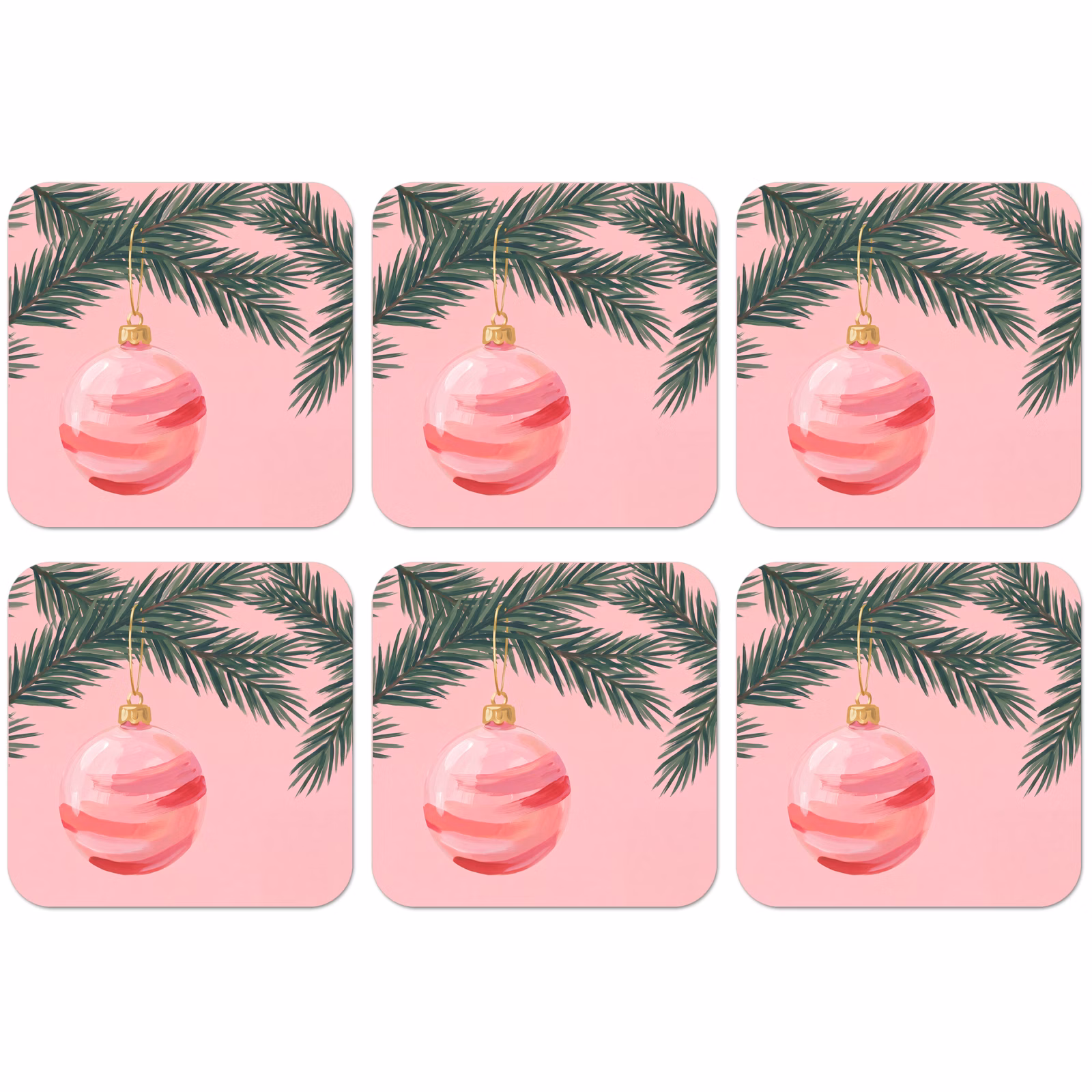 Untersetzer - Weihnachtskugel – Rosa – Weihnachten — 1