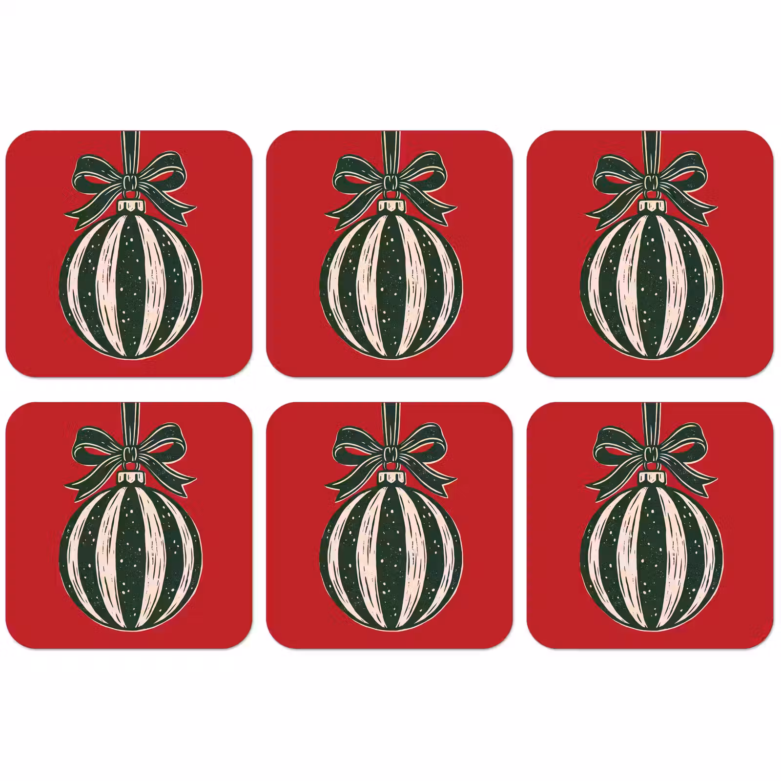 Untersetzer - Weihnachtskugel – Weihnachten – Rot — 1