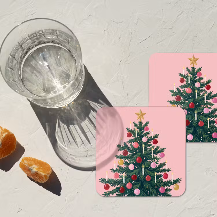 Untersetzer - Weihnachtsbaum – Weihnachten – Rosa — 2