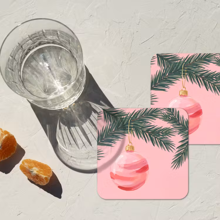 Untersetzer - Weihnachtskugel – Rosa – Weihnachten — 2