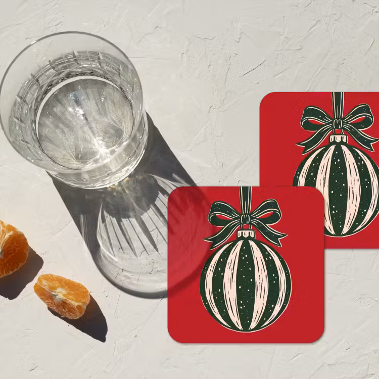 Untersetzer - Weihnachtskugel – Weihnachten – Rot — 2