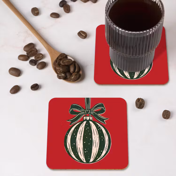 Untersetzer - Weihnachtskugel – Weihnachten – Rot — 4