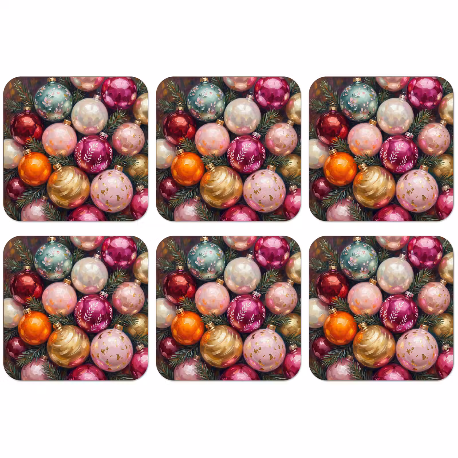 Untersetzer - Weihnachtskugeln – Bunt – Festlich — 1