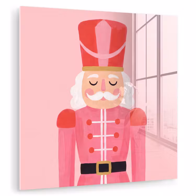 Glasbild - Nussknacker – rosa Illustration — 1