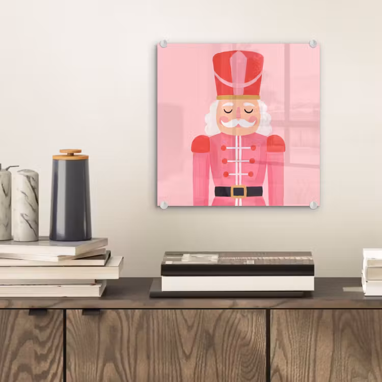 Glasbild - Nussknacker – rosa Illustration — 2
