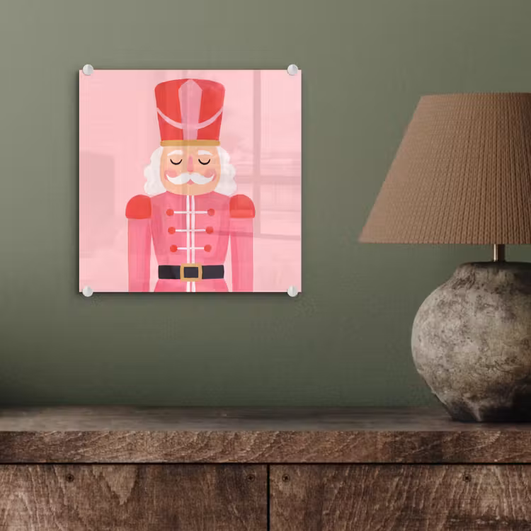 Glasbild - Nussknacker – rosa Illustration — 4