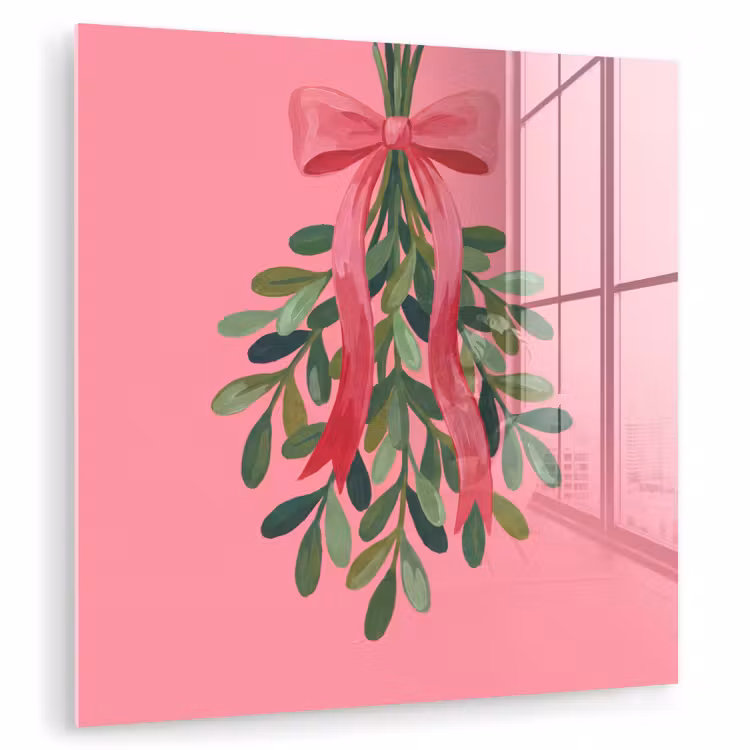 Glasbild - Pflanze – Band – Rosa — 1