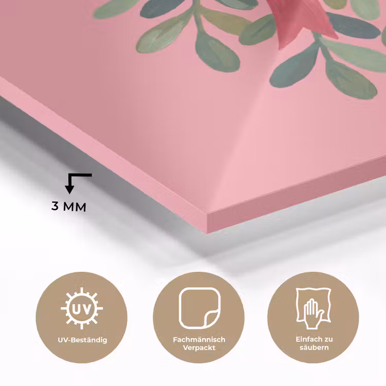 Glasbild - Pflanze – Band – Rosa — 3