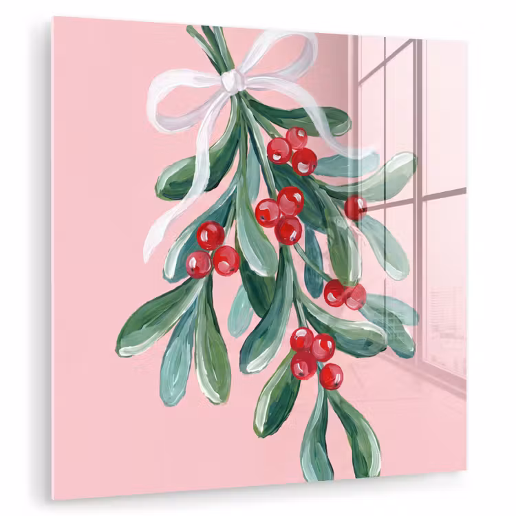 Glasbild - Pflanze – Weihnachten – Rosa — 1