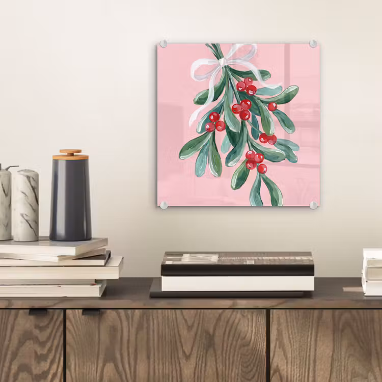 Glasbild - Pflanze – Weihnachten – Rosa — 2