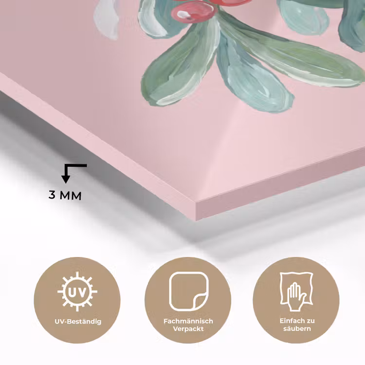 Glasbild - Pflanze – Weihnachten – Rosa — 3