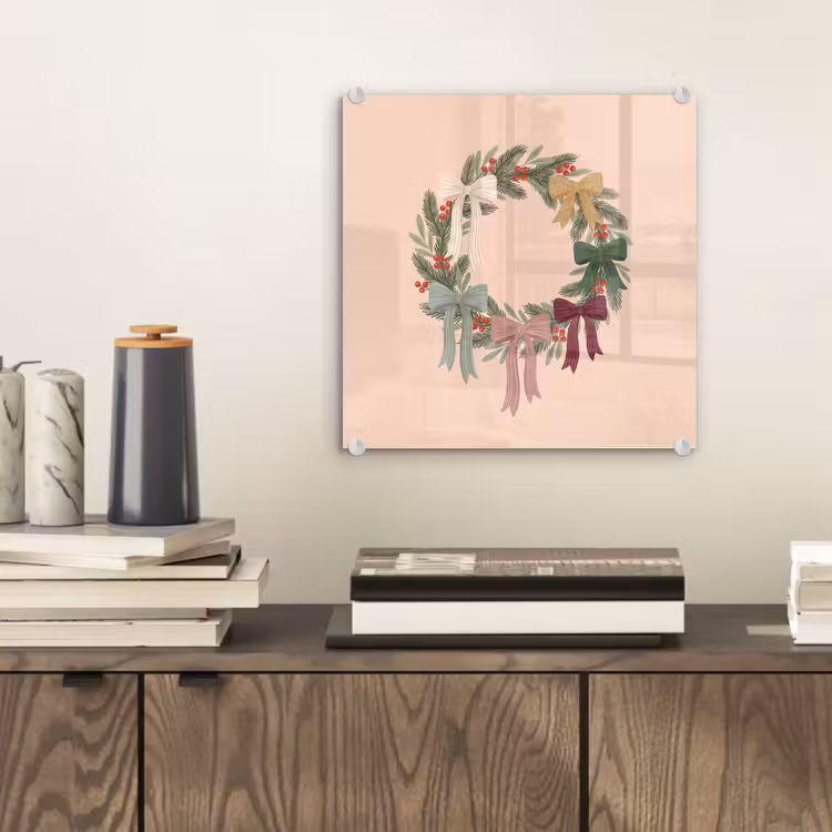 Glasbild - Weihnachtskranz – Schleifen – Weihnachten — 2