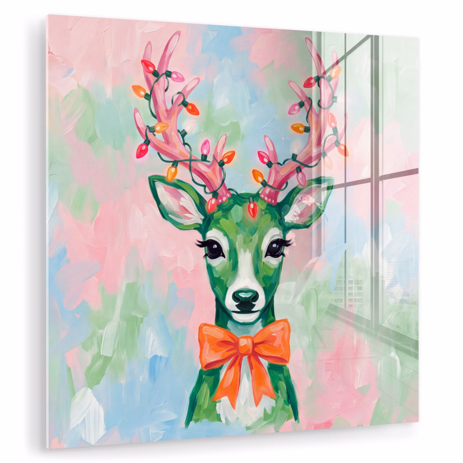 Glasbild - Hirsch – Weihnachten – Tiere — 1