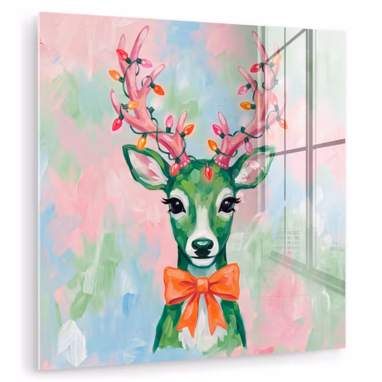 Glasbild - Hirsch – Weihnachten – Tiere — 1