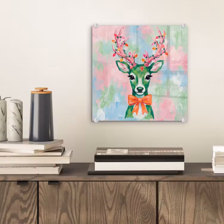 Glasbild - Hirsch – Weihnachten – Tiere — 2