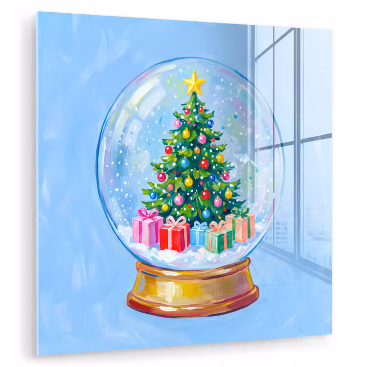 Glasbild - Schneekugel – Weihnachten – Geschenke — 1