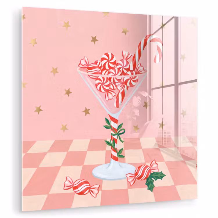 Glasbild - Süßigkeiten – Glas – Rosa — 1