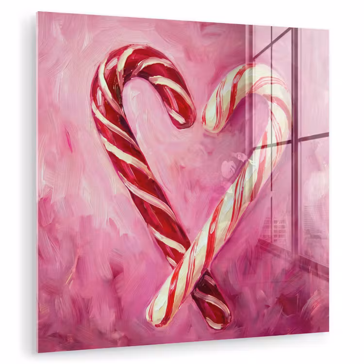 Glasbild - Süßigkeiten – Herz – Rosa — 1