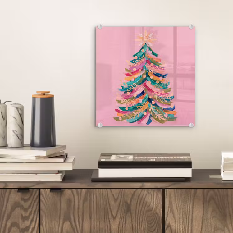 Glasbild - Weihnachtsbaum – Abstrakt – Bunt — 2