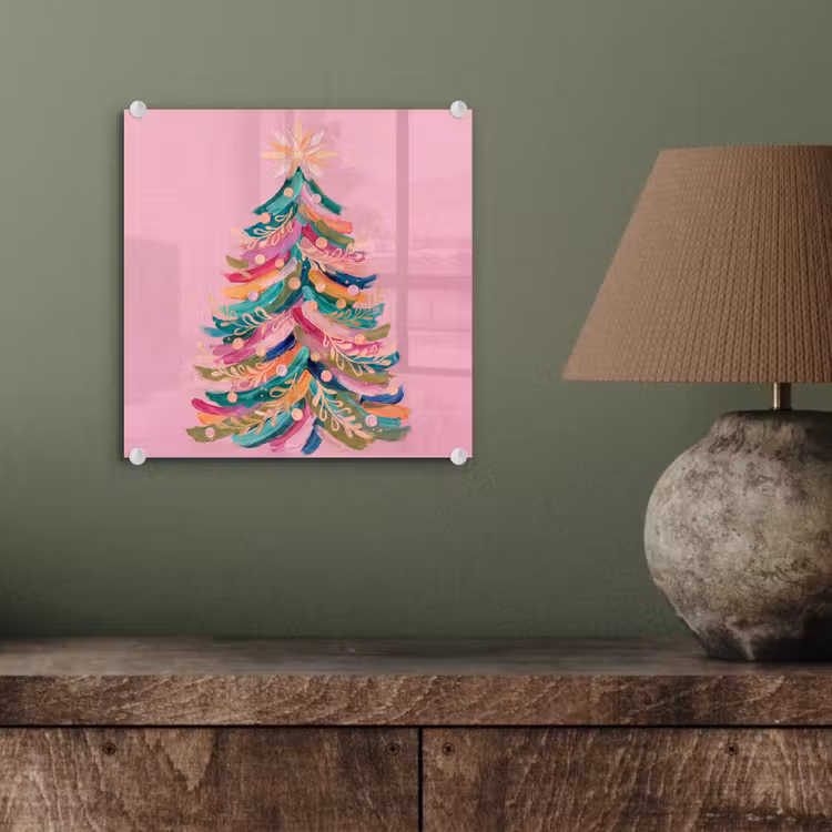 Glasbild - Weihnachtsbaum – Abstrakt – Bunt — 4