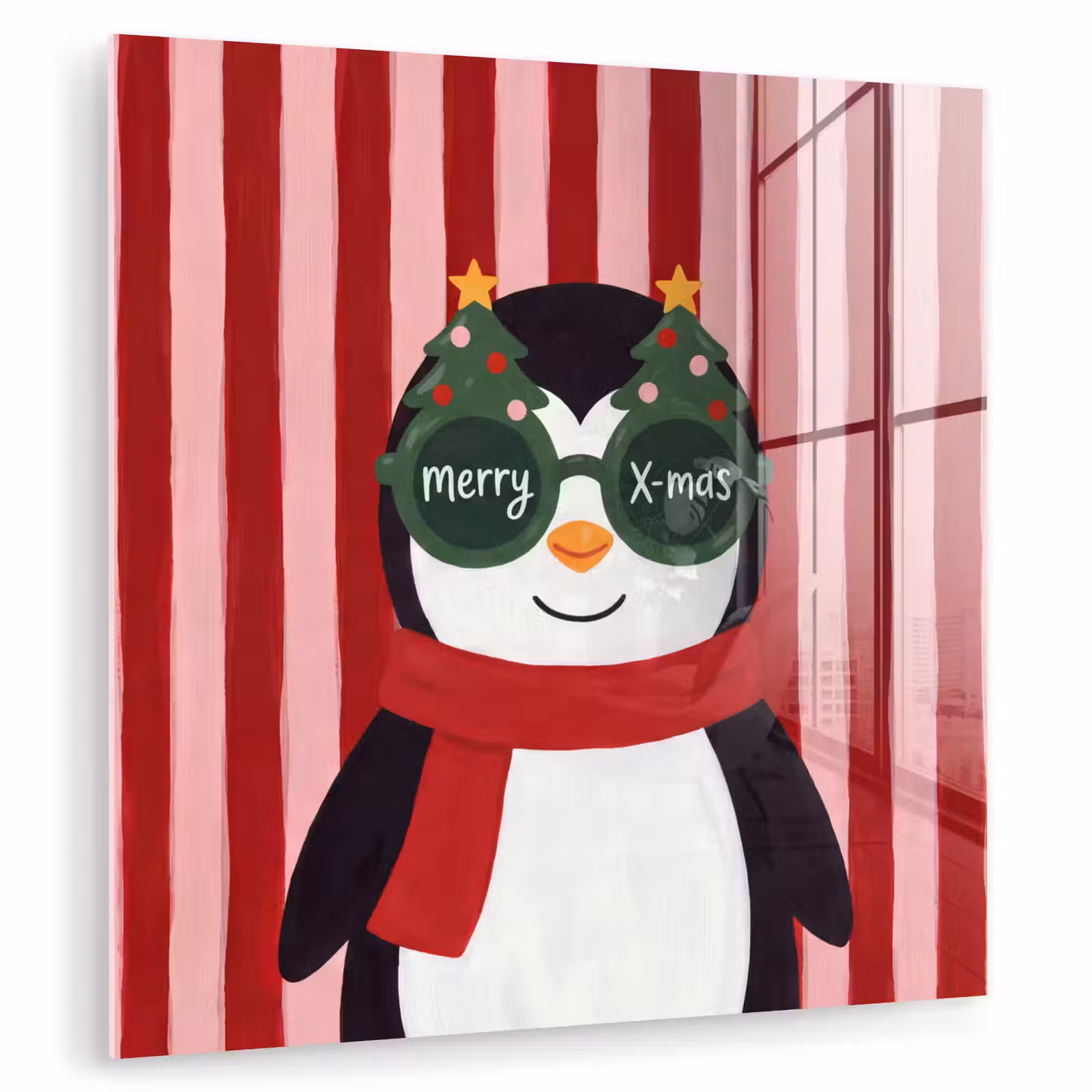 Glasbild - Pinguin – Weihnachten – Illustration — 1