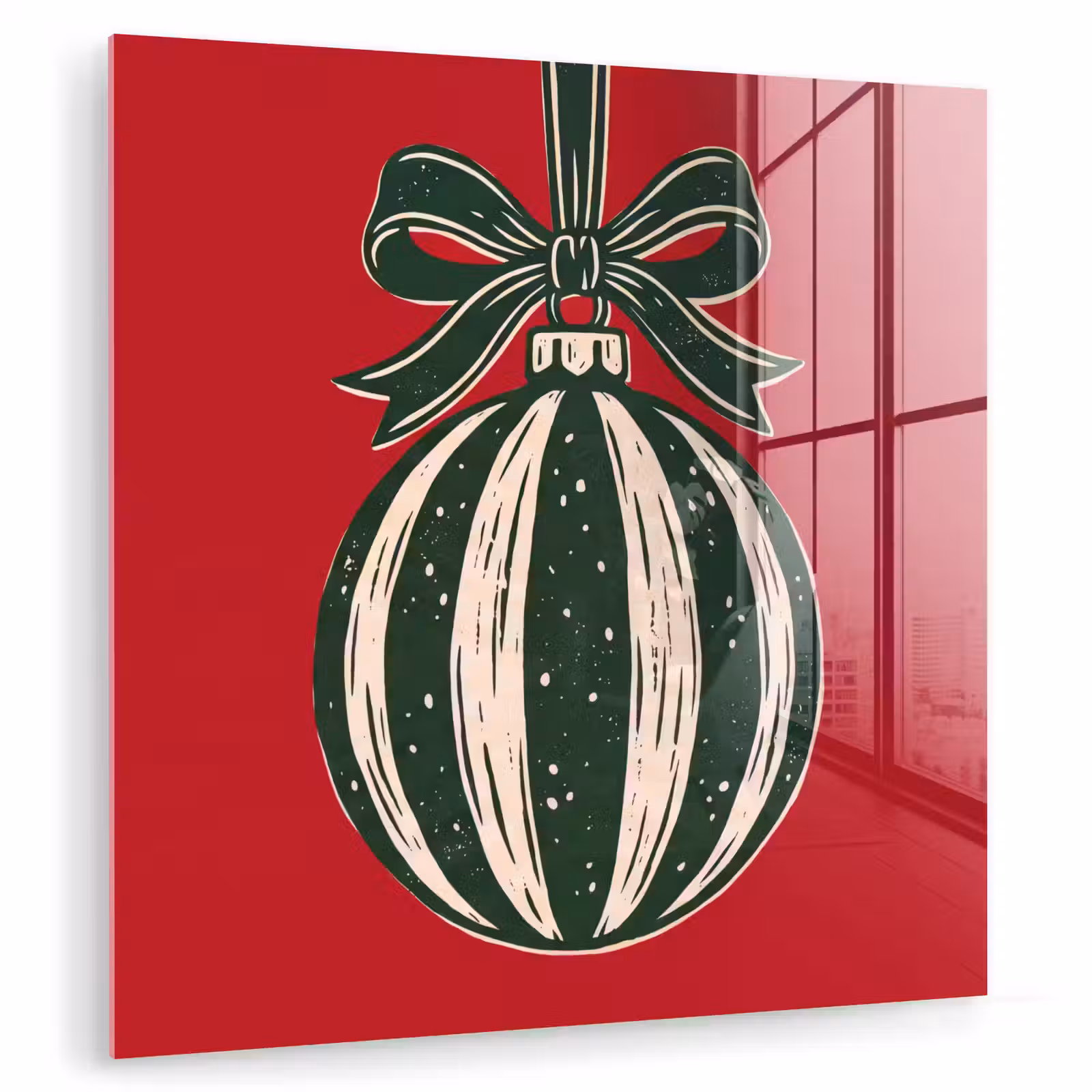 Glasbild - Weihnachtskugel – Weihnachten – Rot — 1
