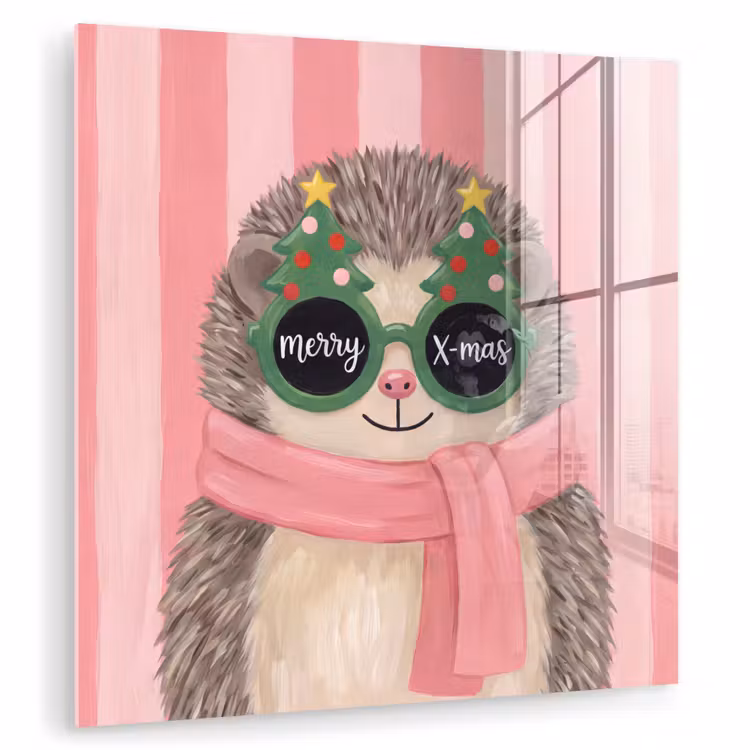 Glasbild - Igel – Weihnachten – Illustration — 1