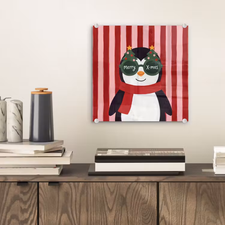 Glasbild - Pinguin – Weihnachten – Illustration — 2