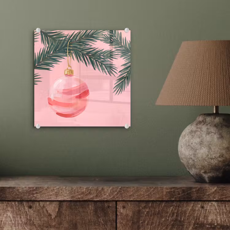 Glasbild - Weihnachtskugel – Rosa – Weihnachten — 4