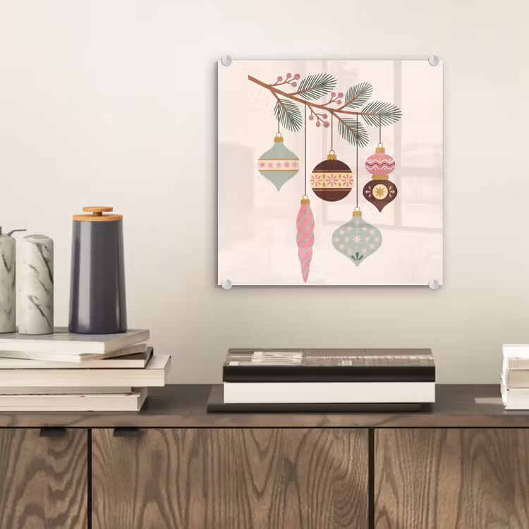 Glasbild - Weihnachten – Christbaumschmuck – Zweig — 2