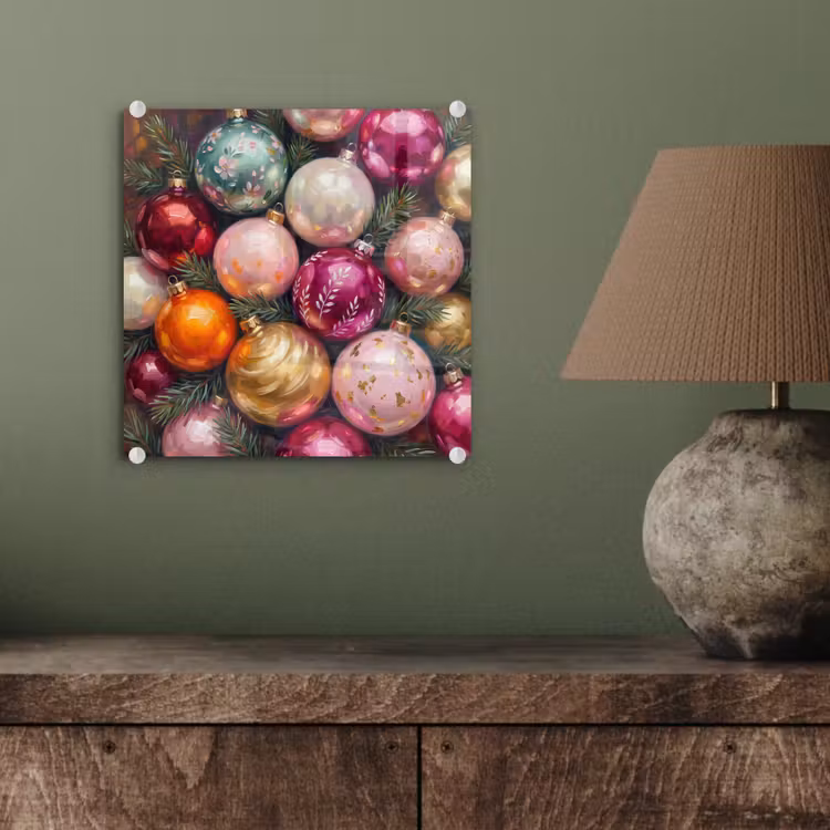 Glasbild - Weihnachtskugeln – Bunt – Festlich — 4